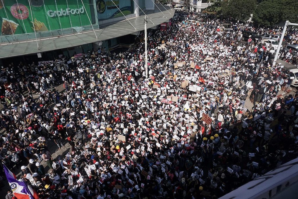 This image has an empty alt attribute; its file name is 2021_Myanmar_Protest_in_Hleden-1024x683.jpg